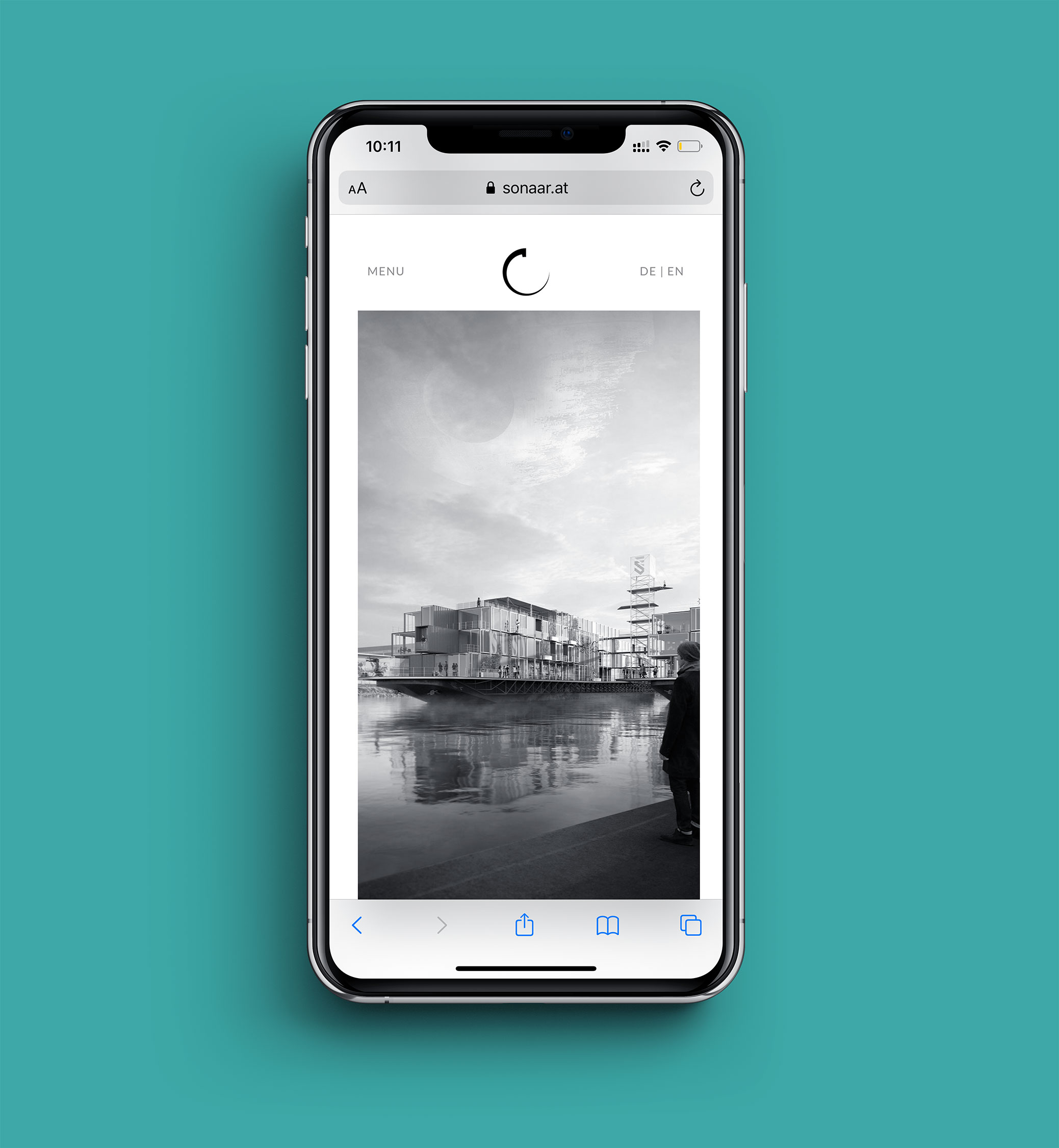 Sonaar Websitemockup in einem iPhone